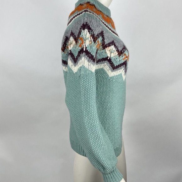 J Crew Zigzag Fair Isle Sweater Women S Alpaca Wool Crew neck‎ Pullover Au219 - Picture 4 of 10
